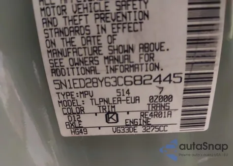 2003 Nissan Xterra Xe from USA, damaged, VIN 5N1ED28Y63C682445